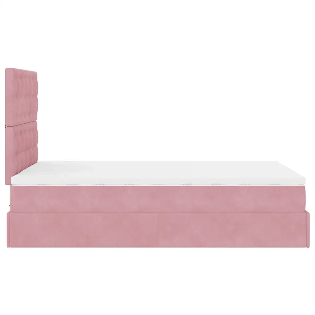 Struttura Letto Pouf con Materasso Rosa 120x200 cm Velluto 3314461