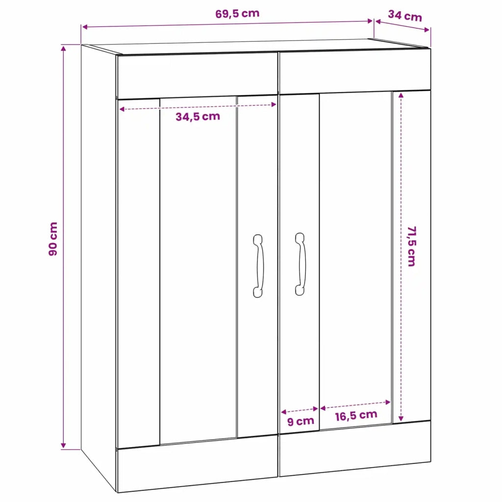 Armadietto a muro Rovere Nero 69,5 x 34 x 90 cm 8010883