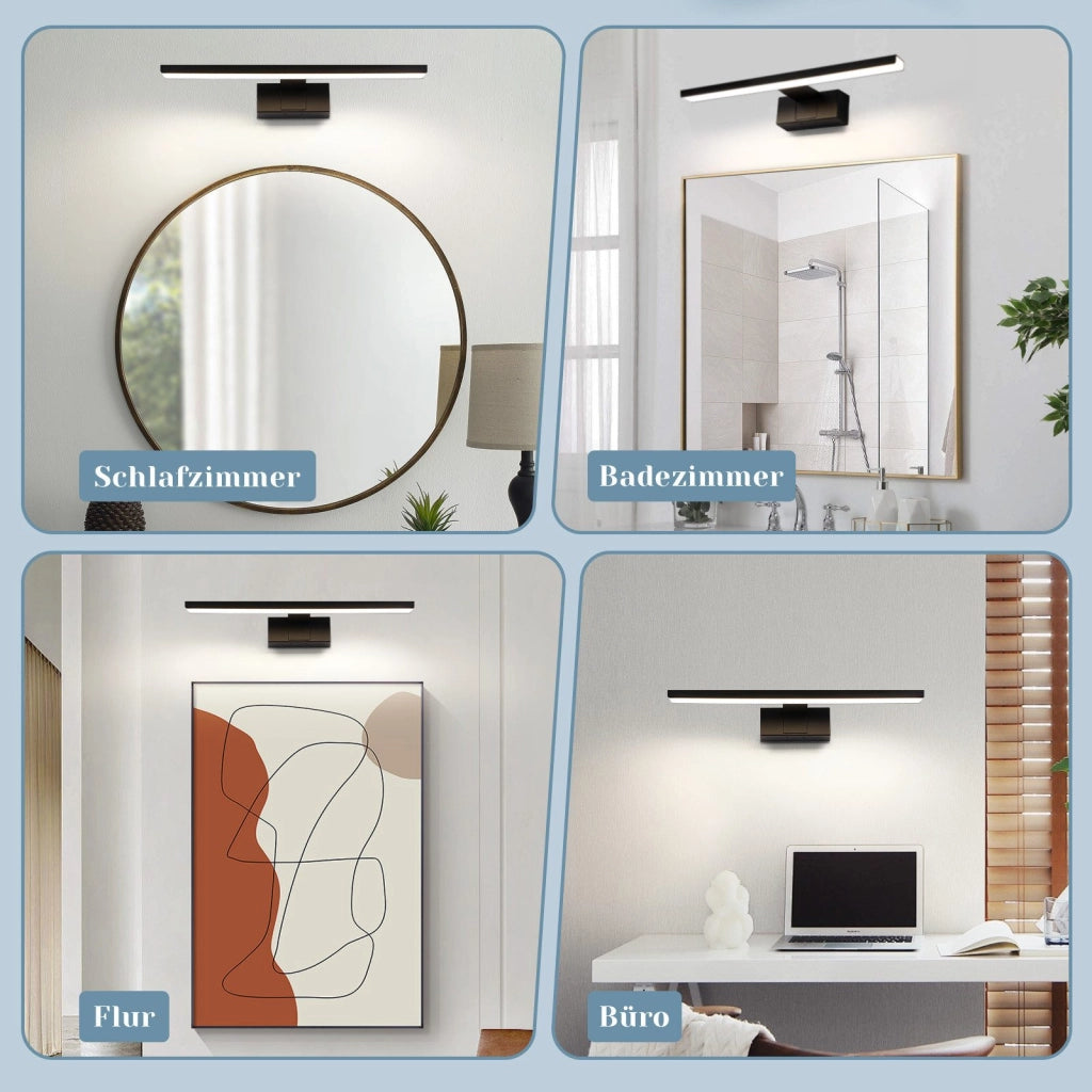 ZMH Lampada da specchio per bagno a LED nera 40CM IP44 bianco neutro Applique da parete per cantina