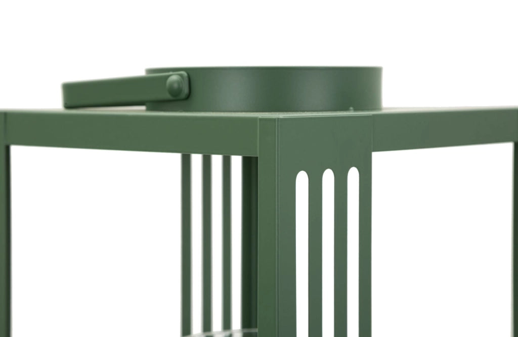 Lanterne Linee Coppia 18,3x18,3x43,5 cm in Metallo e Vetro Verde