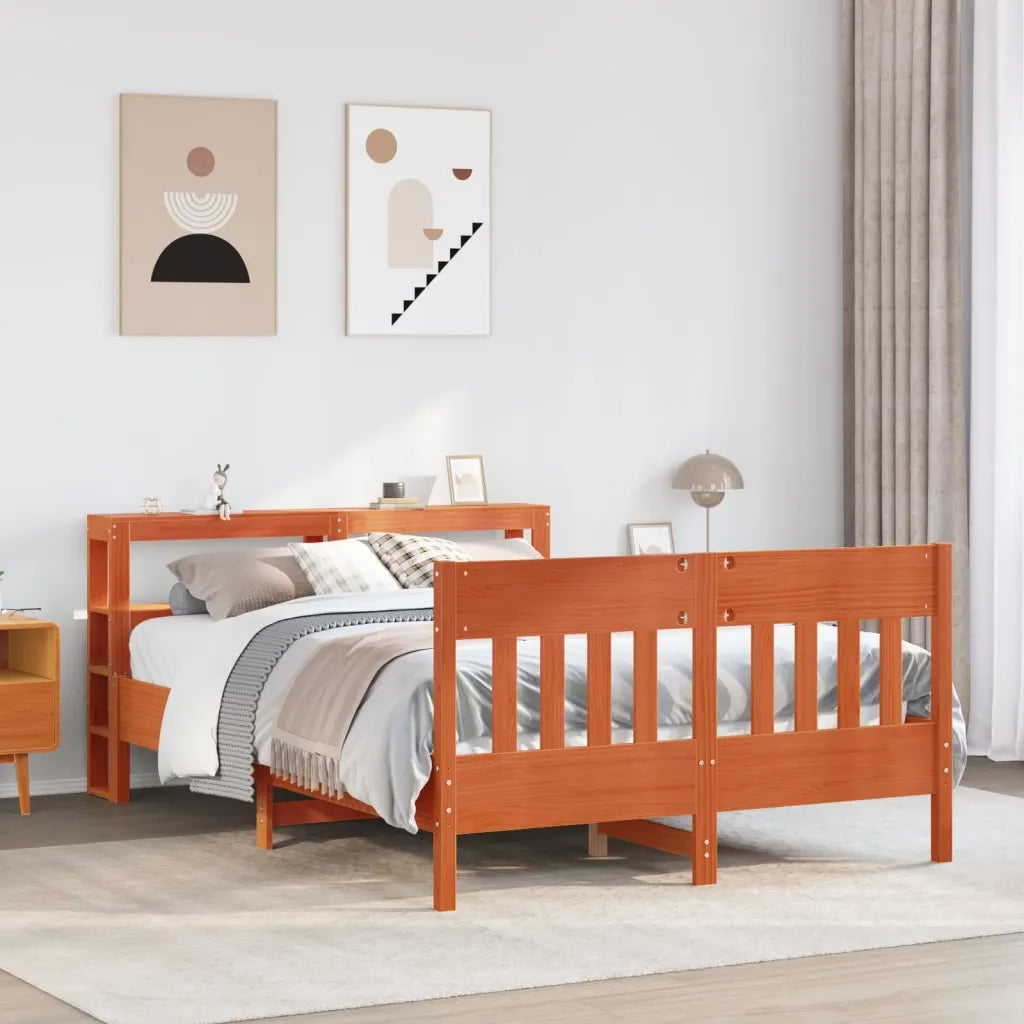 Letto senza Materasso Marrone Cera 135x190 cm in Legno di Pino