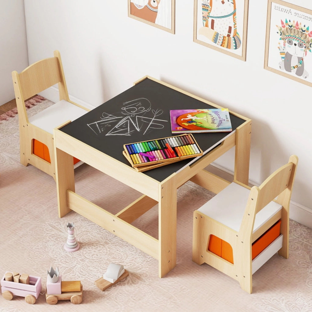 Set tavolo e sedie per bambini piano doppio superficie smontabile, Tavolo scrivania per bambini per disegnare-Tavoli e sedie