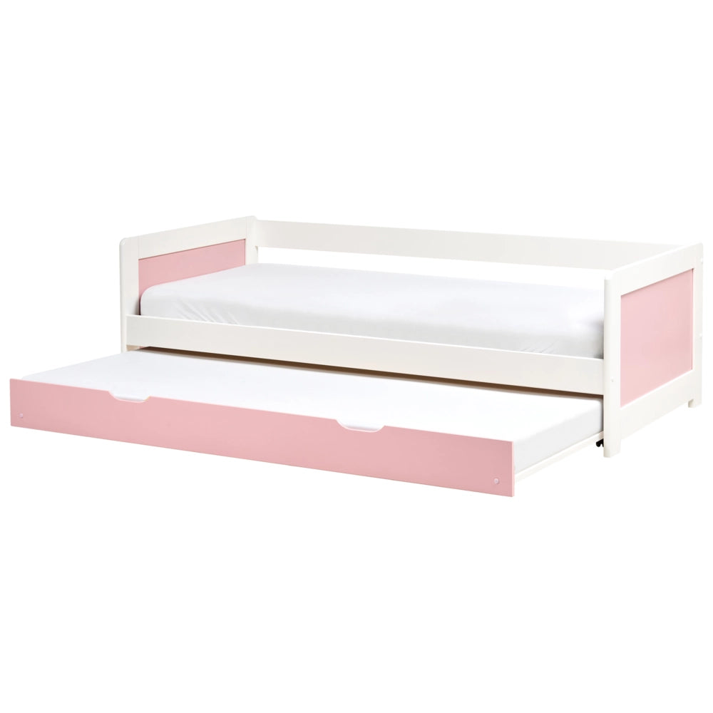Letto a castello per bambini in legno di pino rosa struttura di dimensioni singole EU con telaio estraibile extra