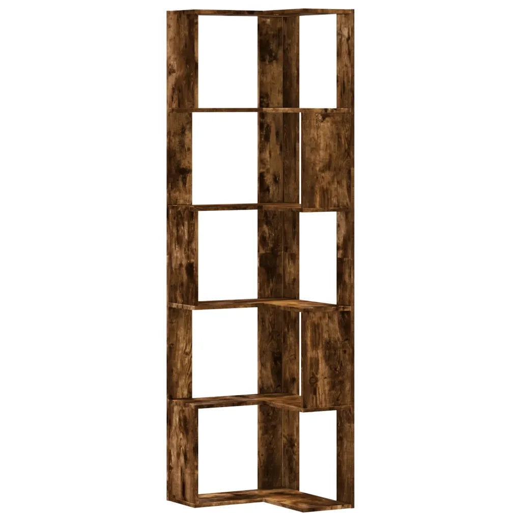 Libreria Angolare 5Ripiani Rovere Fumo 50x50x179 cm Multistrato