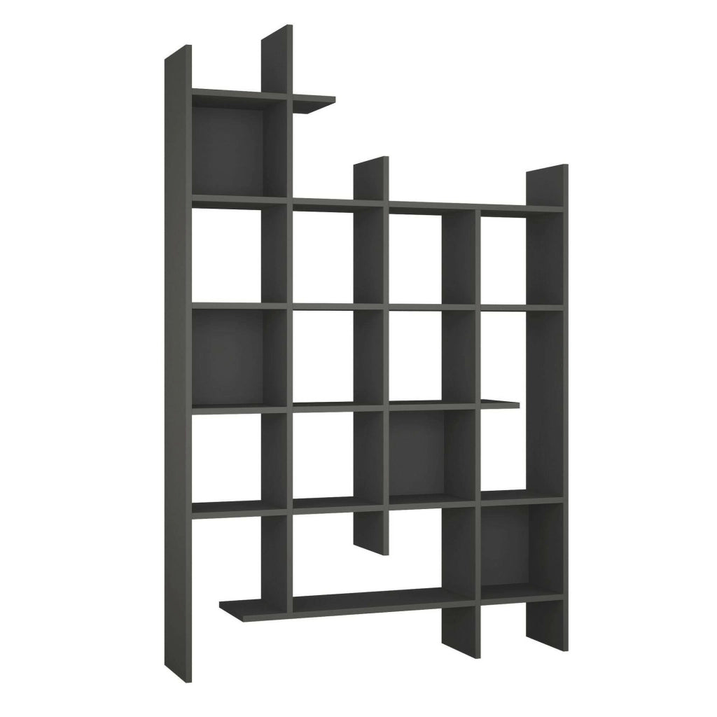 Libreria Achela, Scaffale da ufficio, Mobile portalibri, Biblioteca, 122x26h188 cm, Antracite