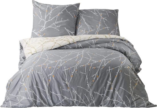 Set di coperte da letto in cotone con disegno elegante, coperta da letto morbida e soffice con chiusura a zip e cuscini da 80 x 80 cm, 135 x 200 cm