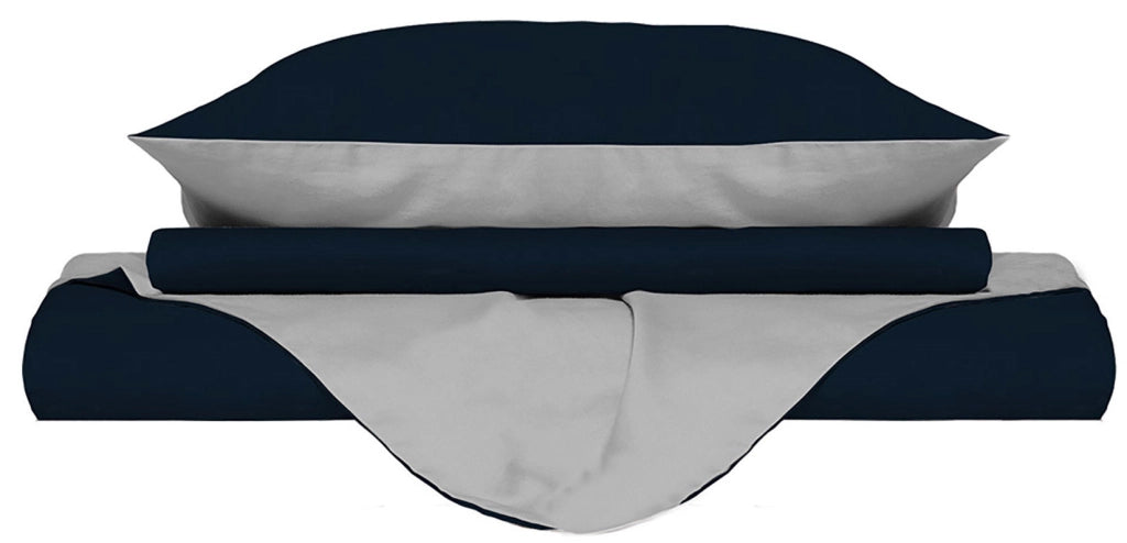 Copripiumino con Sacco e Federe Doubleface Blu Scuro/Grigio Chiaro Singolo
