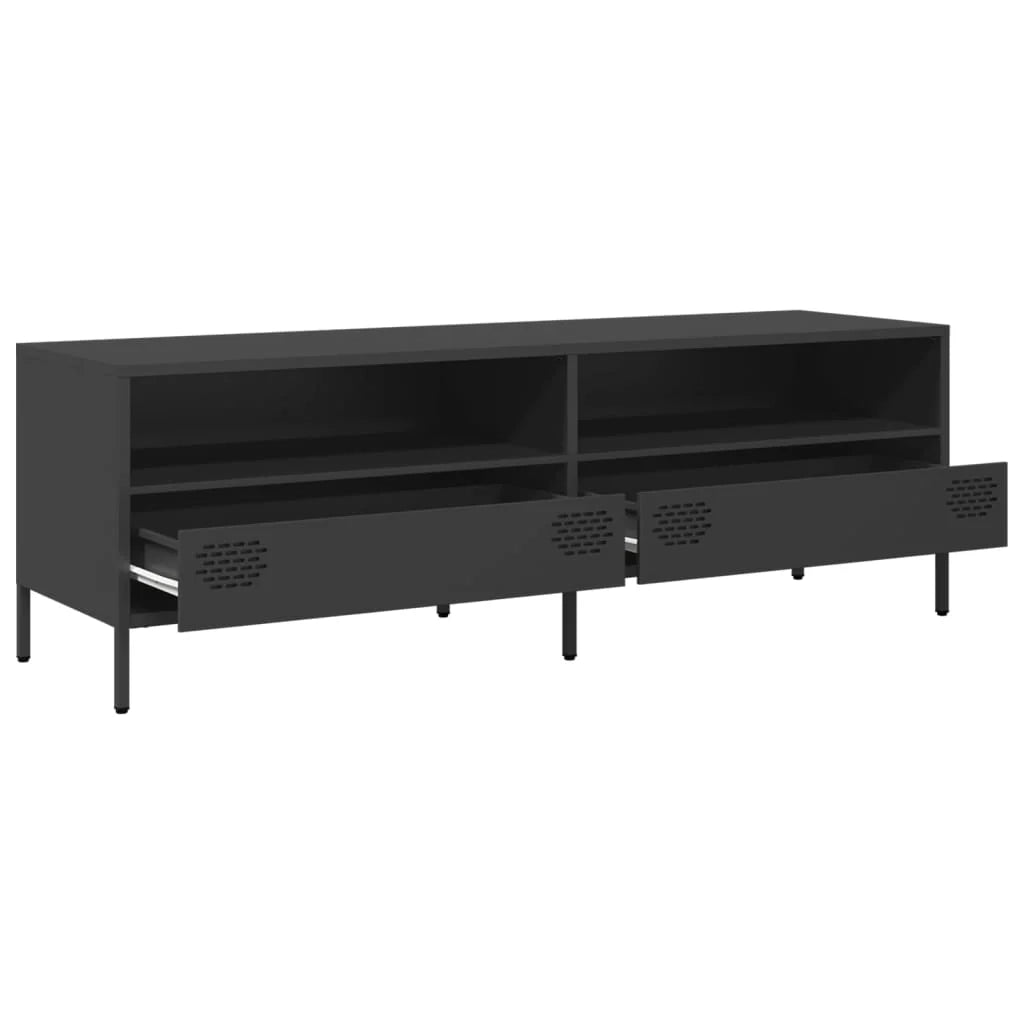 Mobile TV multimediale scaffale TV credenza mobile TV sala da pranzo soggiorno camera da letto 135 x 39 x 43,5 cm acciaio laminato a freddo nero 02_0025898