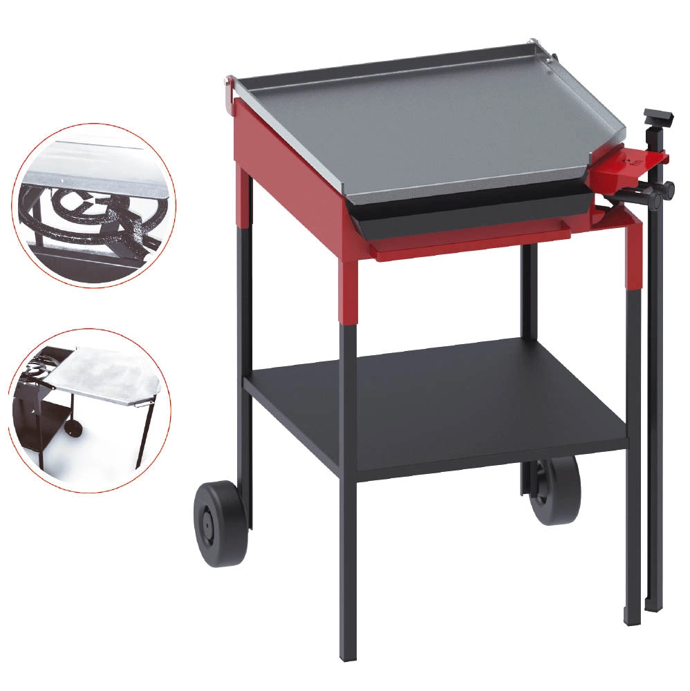 Barbecue BBQ piastra in acciaio lucido e piano cottura 560 x 570 x 5 mm