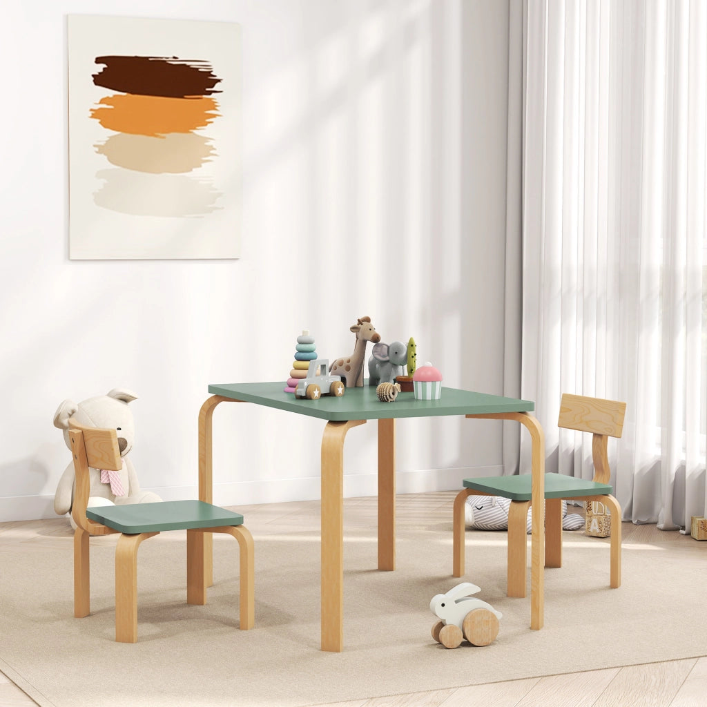 Tavolo bambini con 2 sedie ¨C zephmum ¨C legno, 78x53x53cm, verde