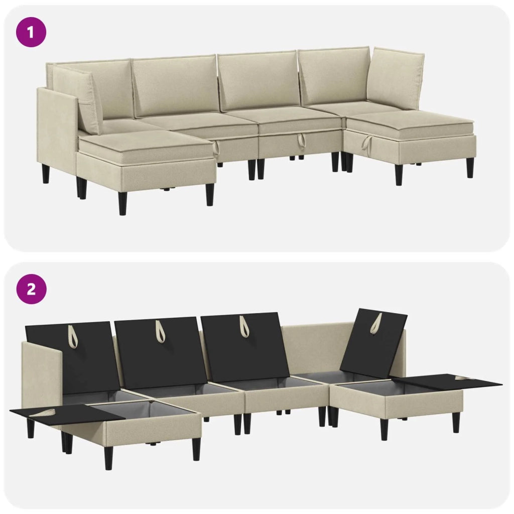 Set di mobili per il soggiorno 6 pcs Sabbia Tessuto 3413792