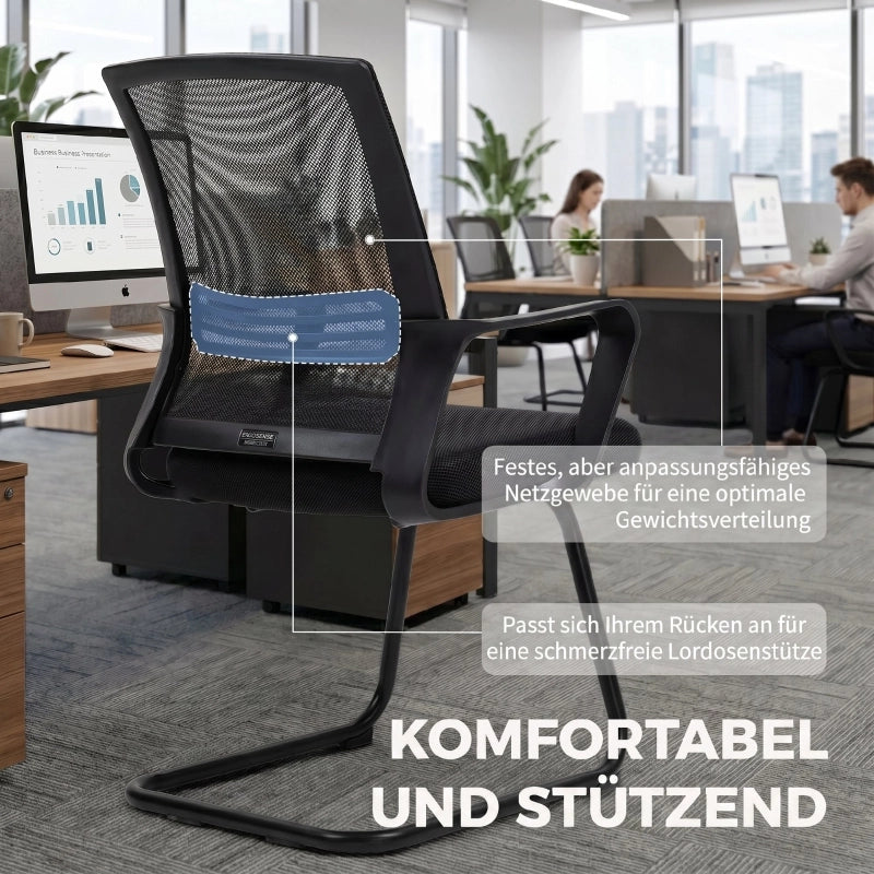 SEDIA Conferenza ergonomica Set da 2 pezzi 58,5x57,5x93 cm Nero Mesh