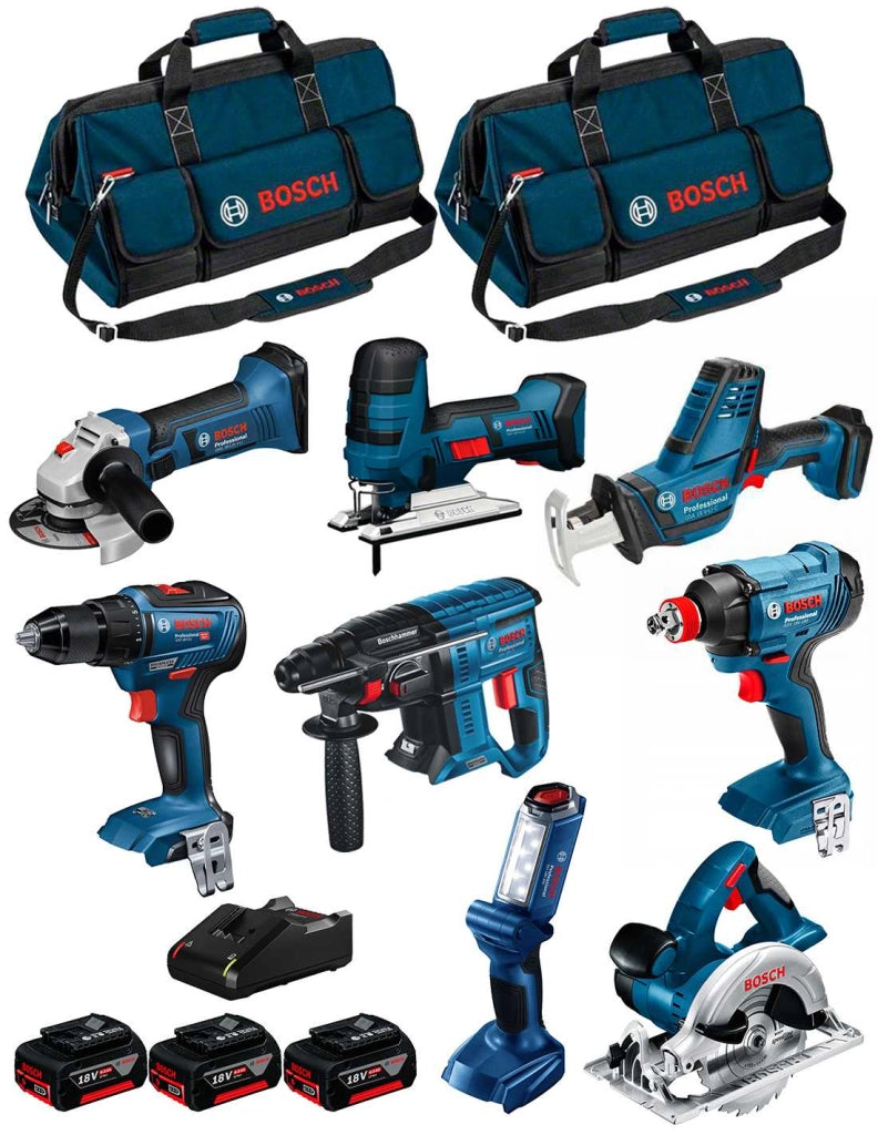 BOSCH Kit 18V BK801BAG (GDX 18V-180+GSR 18V-55+GBH 18V-21+GKS 18V-LI+GST 18V-LIS+GWS 18-125V-LI+GLI 18V-300+GSA 18V-LIC+3x4,0Ah)