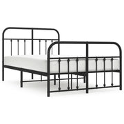 Letto matrimoniale | Letto per adulti | Giroletto con Testiera e Pediera Metallo Nero 120x190 cm