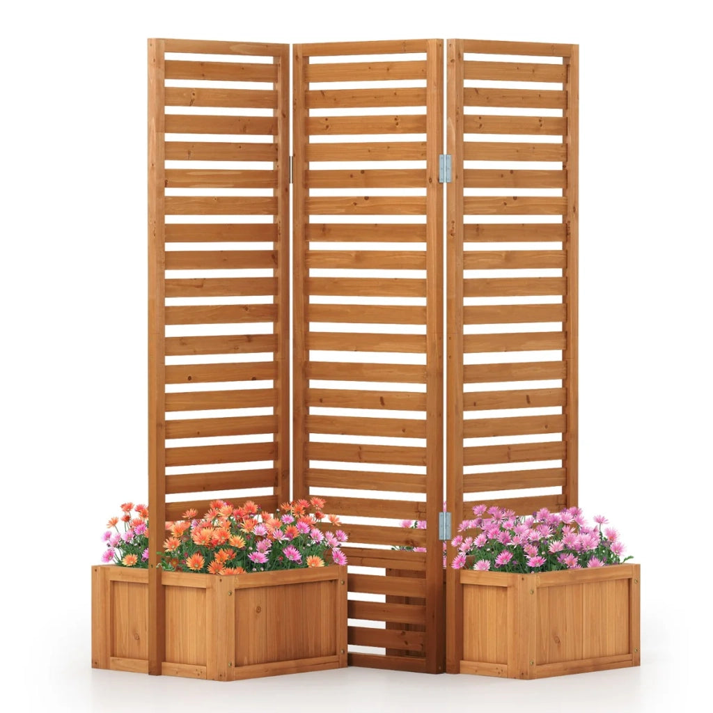 Schermo per la privacy da esterno 157 x 50 x 168 cm con fioriere autodrenanti design moderno in legno giallo 20_0017860