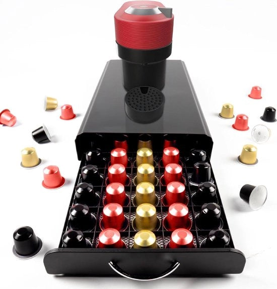 Capsule holder per 50 capsule Nespresso - Acciaio inossidabile nero - Maggiore ordine e spazio capsule holder Nespresso