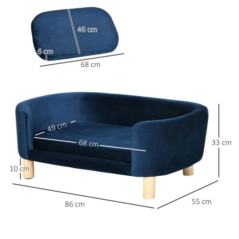 CUCCIA PER CANI DA INTERNI, DIVANO PER GATTI O CANI DI TAGLIA PICCOLA E MEDIA MAX 10 KG IN VELLUTO BLU