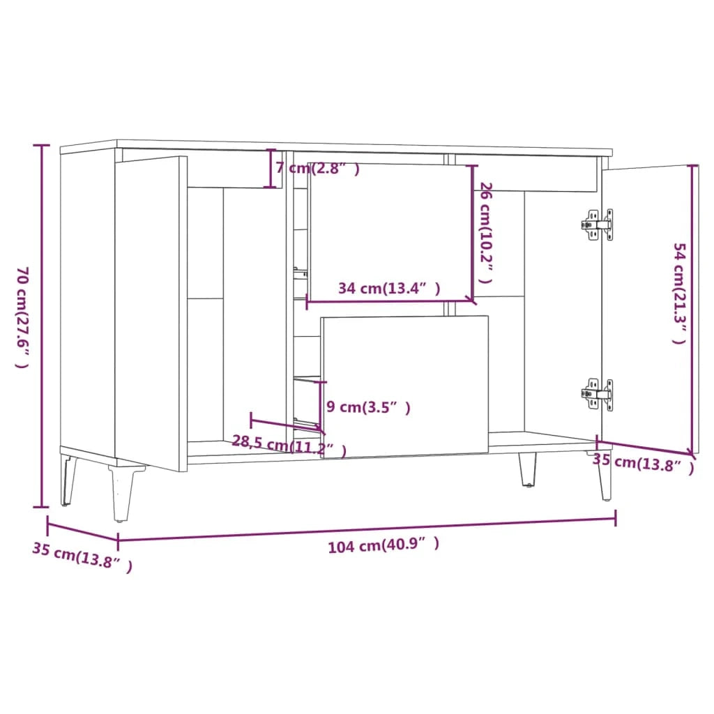 Buffet credenza cassettiera armadio mobile contenitore organizer cucina soggiorno salotto Sonoma 104 x 35 x 70 cm legno ingegnerizzato grigio 02_0036279