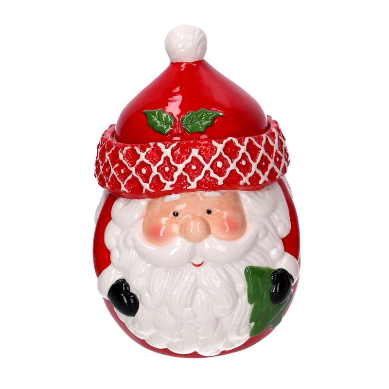 Barattolo ceramica babbo natale bianco e rosso cm 16x16h24