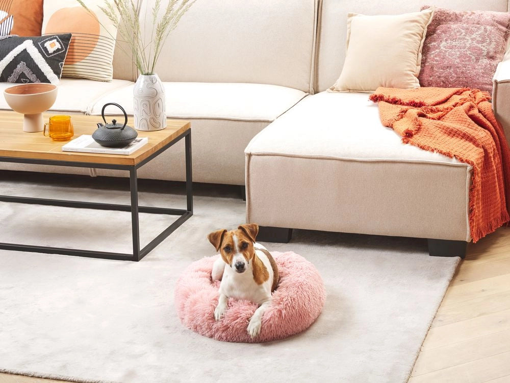 Cuccia per cani pelliccia sintetica rosa 50 cm cuscino per gatto letto animali rotondo