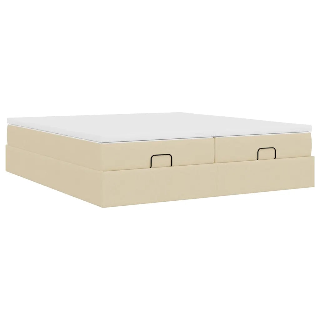 Struttura Letto Pouf con Materassi Crema 160x200 cm in Tessuto 3311239