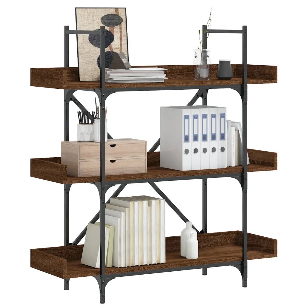 Libreria 3 Ripiani-Scaffale per Libri-Mobile di Stoccaggio Rovere Marrone 100x33x108,5 Legno Multistrato