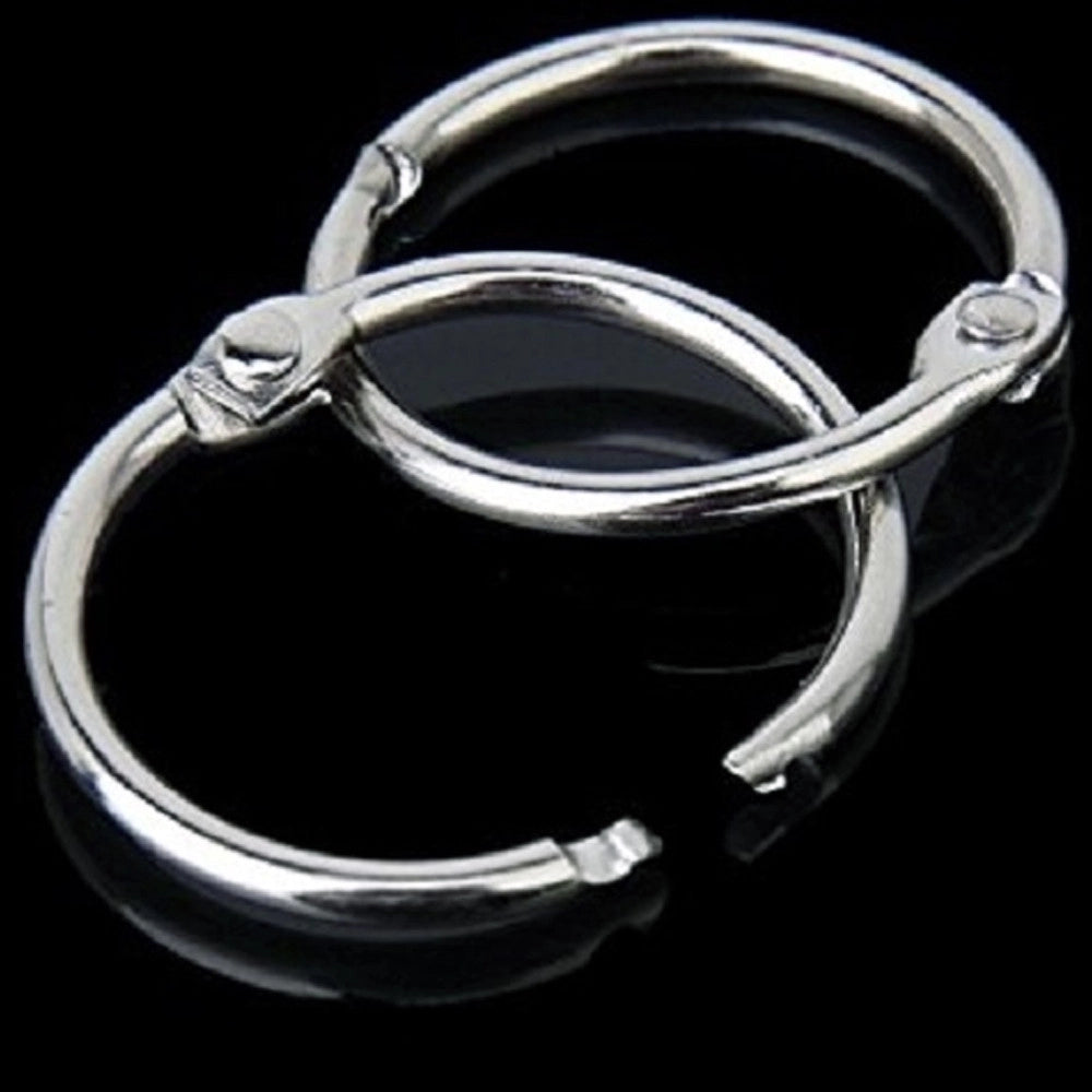 Trade Shop - Set 24 Pz. Anello Anelli A Scatto Incernierato Portachiavi 30mm In Acciaio Album -