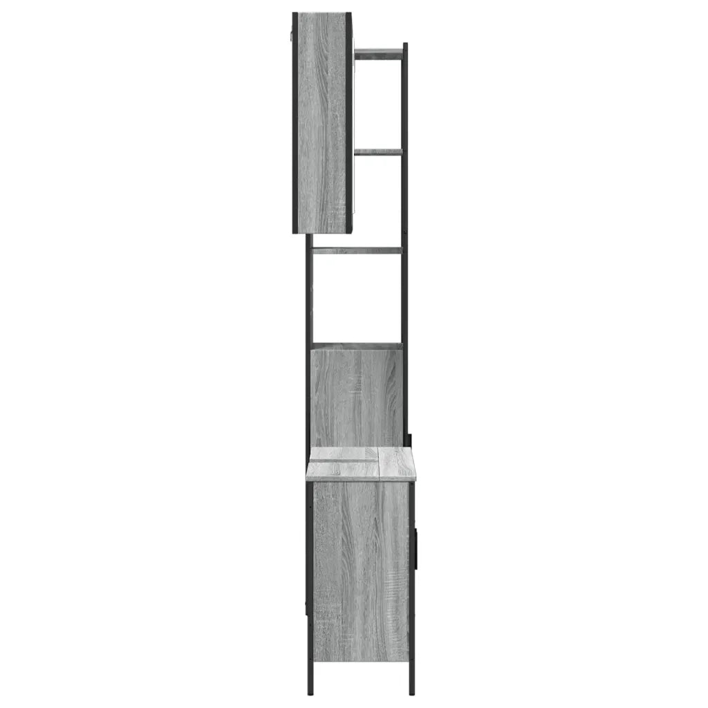 Set Mobili da Bagno 3 pz Grigio Sonoma in Legno Multistrato