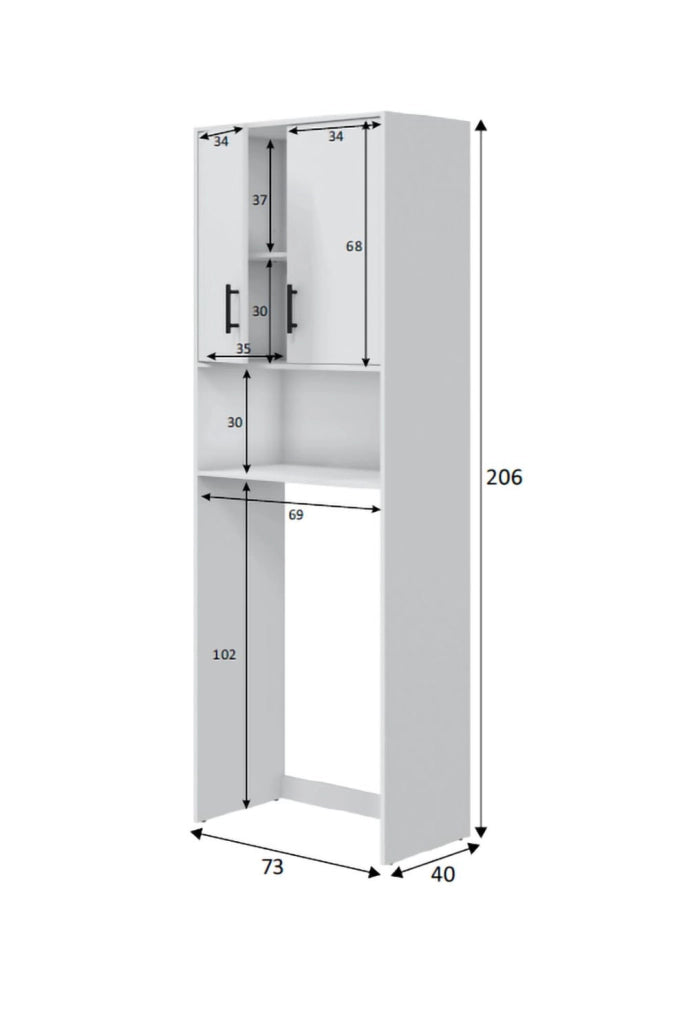 Delebio, Armadio Multiuso 2 Ante 3 Ripiani, 40x206h cm Bianco