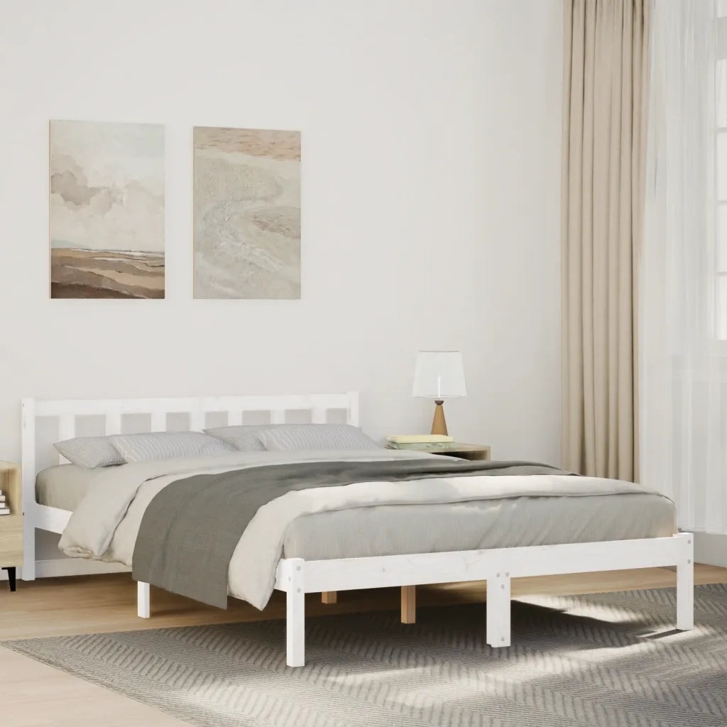 Letto matrimoniale | Letto per adulti | Letto Extra Lungo senza Materasso Bianco 180x200 cm in Pino