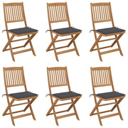 Sedie da Giardino Pieghevoli 6 pz con Cuscini Massello Acacia cod mxl 8482