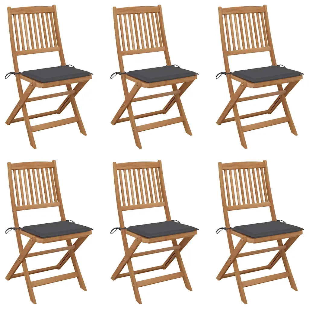 Sedie da Giardino Pieghevoli 6 pz con Cuscini Massello Acacia cod mxl 8482