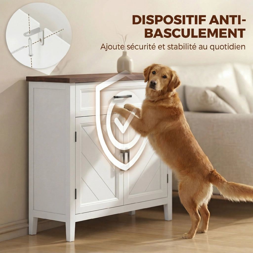 Buffet con 2 ante, cassetto e ripiano regolabile ¨C Minimal ¨C Bianco 76x35x80 cm