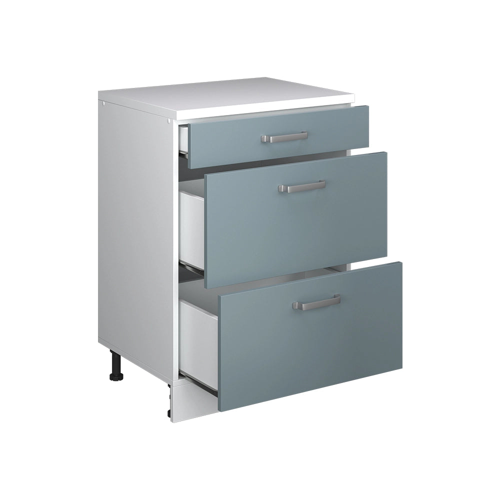 Mobile per mansarda Rion Grigio-blu/Bianco 60 x 83.8 cm senza inclinazione con 3 cassetti Vicco