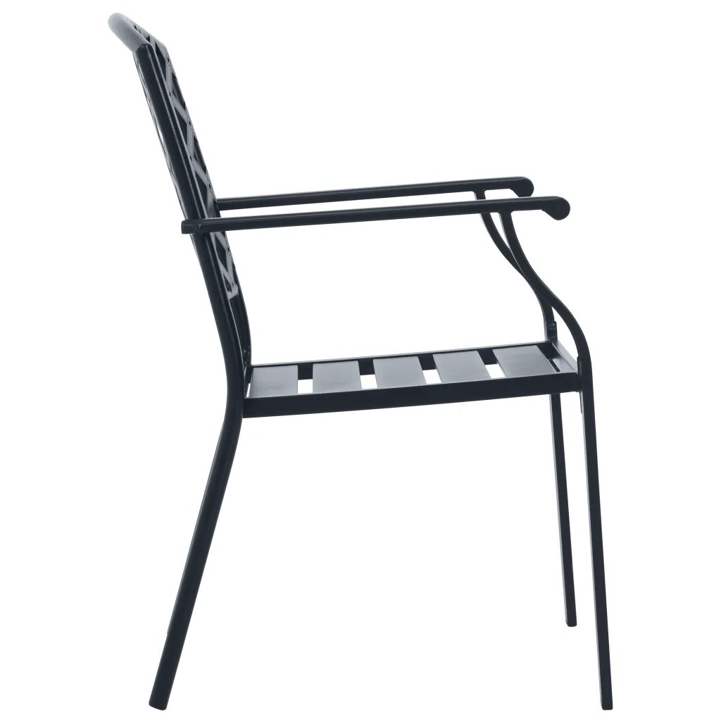 Set Sedie Giardino Impilabili 7pz Antracite Acciaio Verniciato