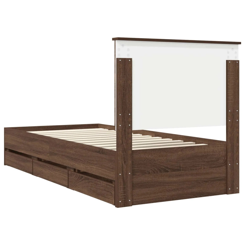 Struttura del letto con cassetto Rovere Marrone 90 x 190 cm 3409502