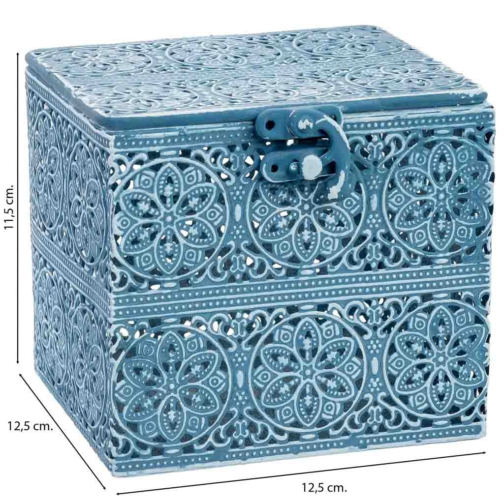 Scatola in metallo blu 12.5x12.5x11.5h cmh cm