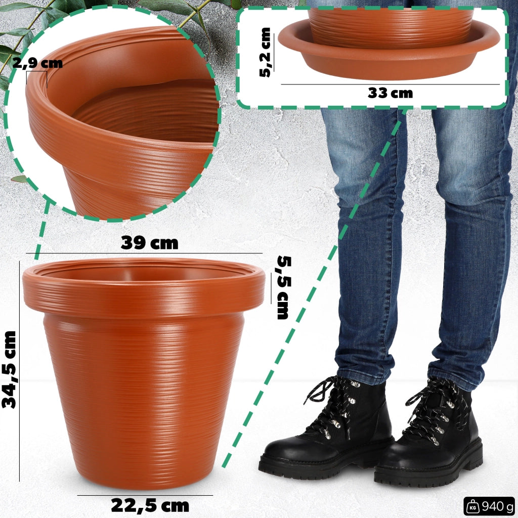 Vaso da fiori KADAX con supporto, grande, rosso mattone, 39 cm