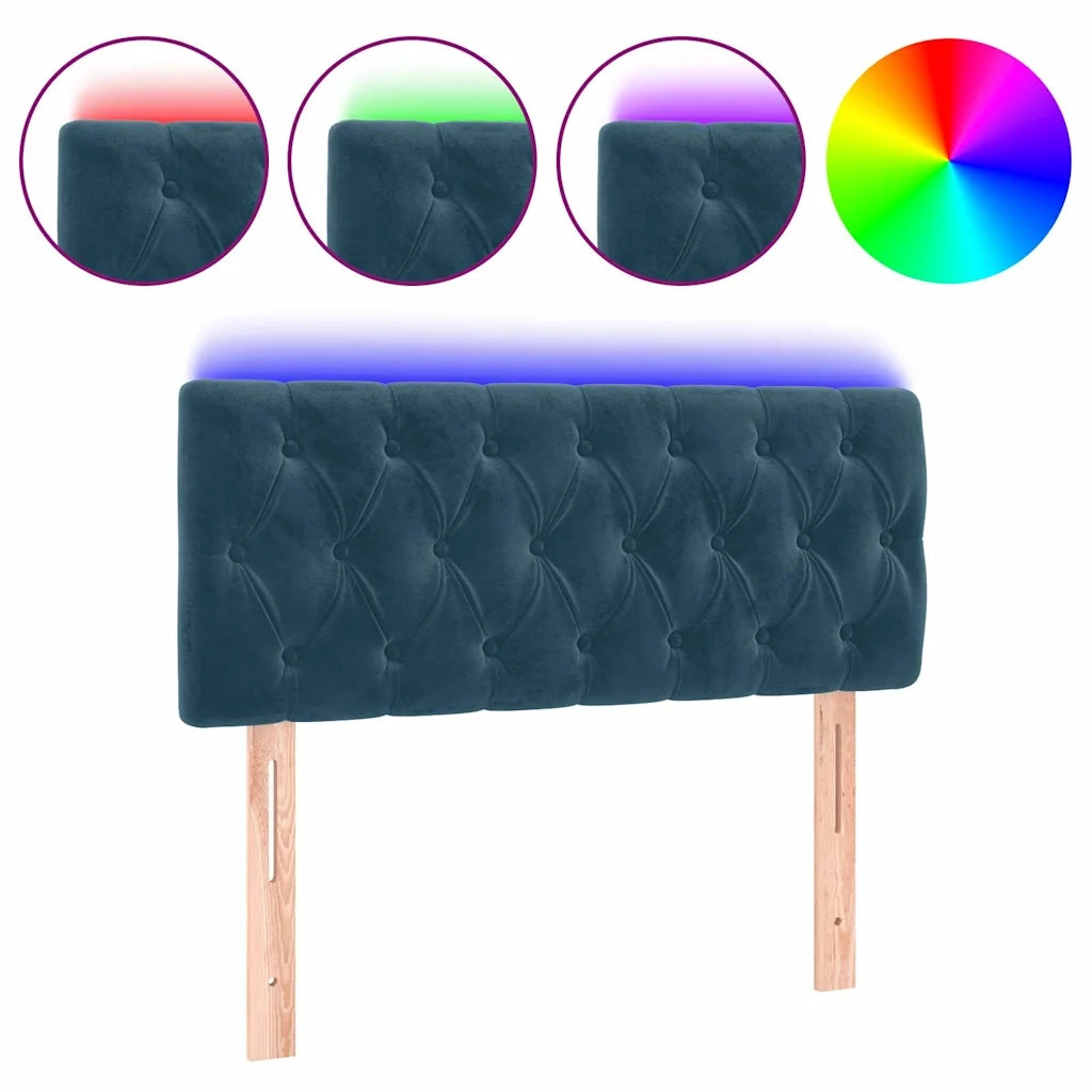 Testiera a LED Blu Scuro 100x7x78/88 cm in Velluto