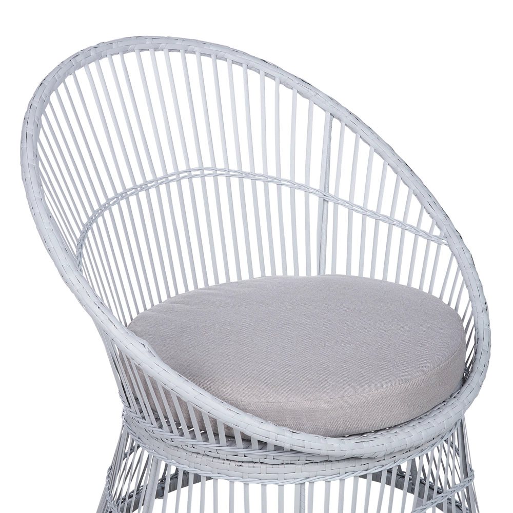Set di bistrot tavolo e 2 sedie in rattan e vetro temperato bianco sporco balcone terrazzo giardino esterno