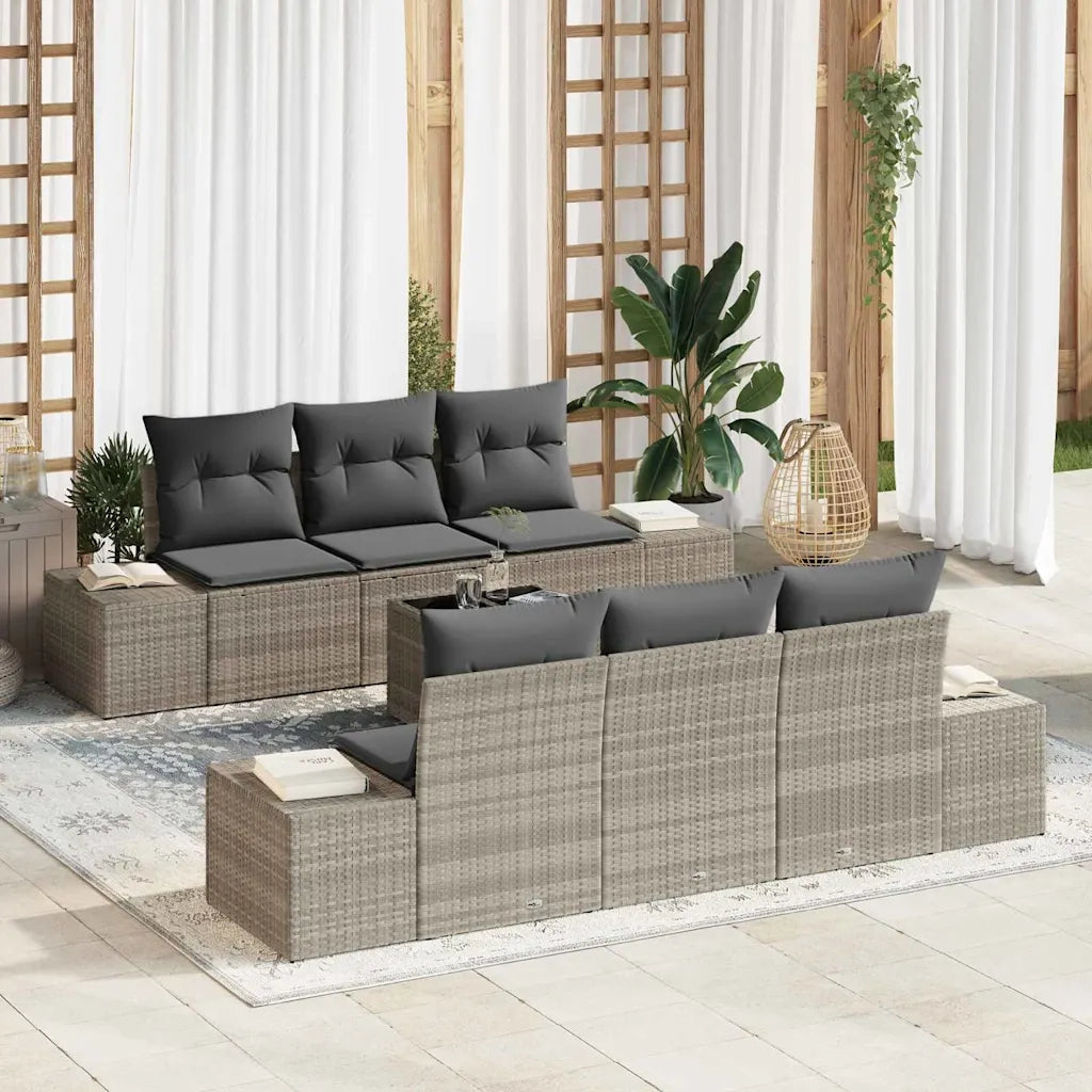 Set Divano da Giardino 7 pcs Grigio chiaro polyrattan 3346952