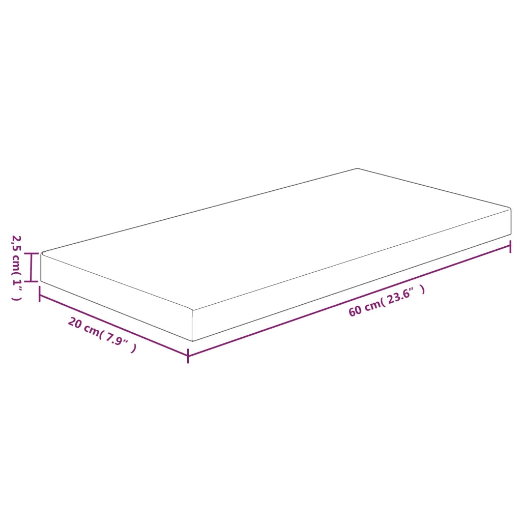 Ripiano 60x20x2,5 cm Legno Massello di Rovere Non Trattato 342935