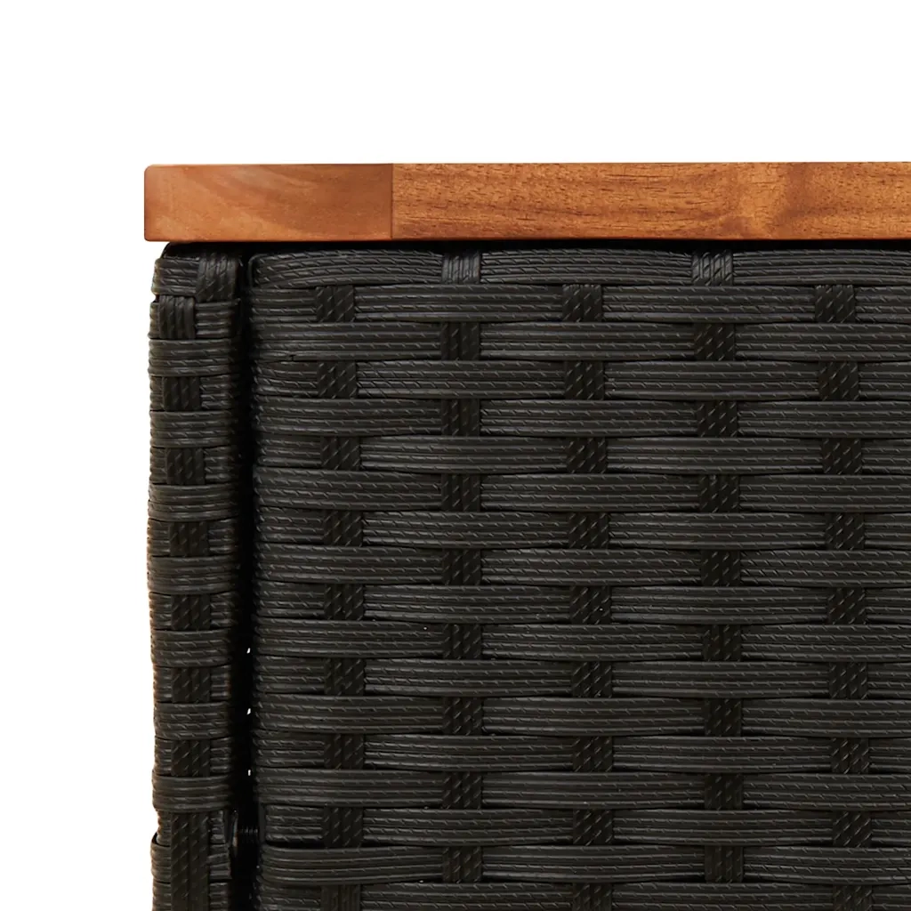 Tavolino da Giardino-Tavolo da Esterno-Tavolino da Patio con piano in legno nero 58x27,5x55 cm in polyrattan