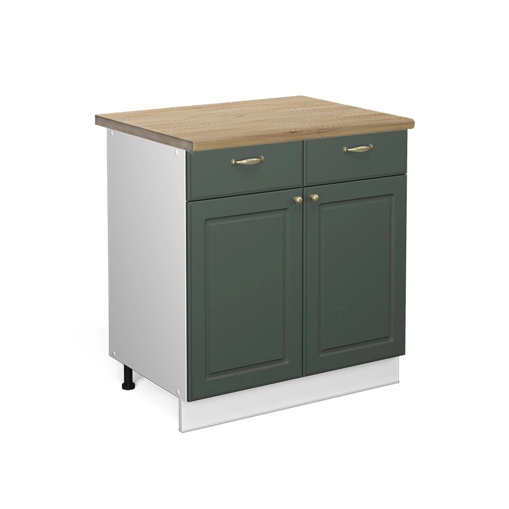 Mobiletto base per cucina Fame-Line Verde-oro rustico/Bianco 80 cm, PL Rovere Vicco