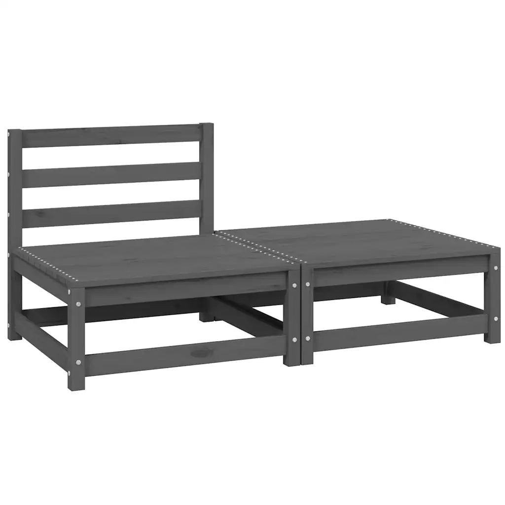Set Divani da Giardino 2 pz Grigio in Legno Massello di Pino 805697