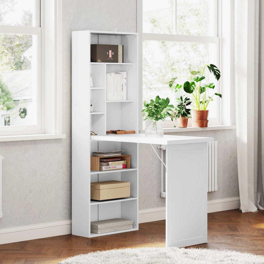 Scrivania pieghevole con libreria integrata ¨C Xylo ¨C Bianco 98x51x153cm