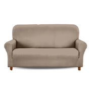 Copridivano In Velluto Elegante Impermeabile Tessuto Elasticizzato Antimacchia Copripoltrona Salva Divano Due Tre Posti Cover Sofà Universale Certificato Oekotex Antigraffio Animali  Tortora - Divano 3 posti