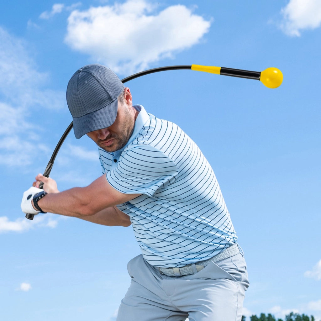 Allenatore per swing golf bastone testa ergonomica impugnatura, Allenatore per swing golf aiuto preciso movimento golf Giallo-Golf
