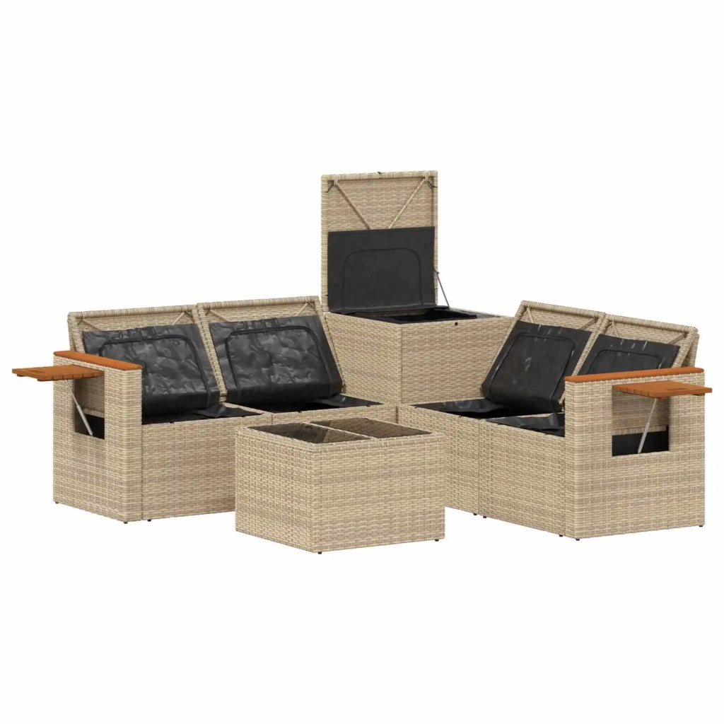 Set di divani 6 pz Beige e Bianco Crema 3447674