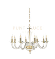 LAMPADARIO RAVEL 8 LUCI ATTACCO E14 CRISTALLO E ORO D.82CM